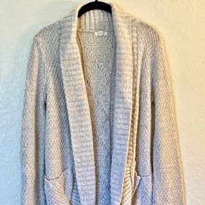 UO Chunky Knit Beige Cardigan Sweater